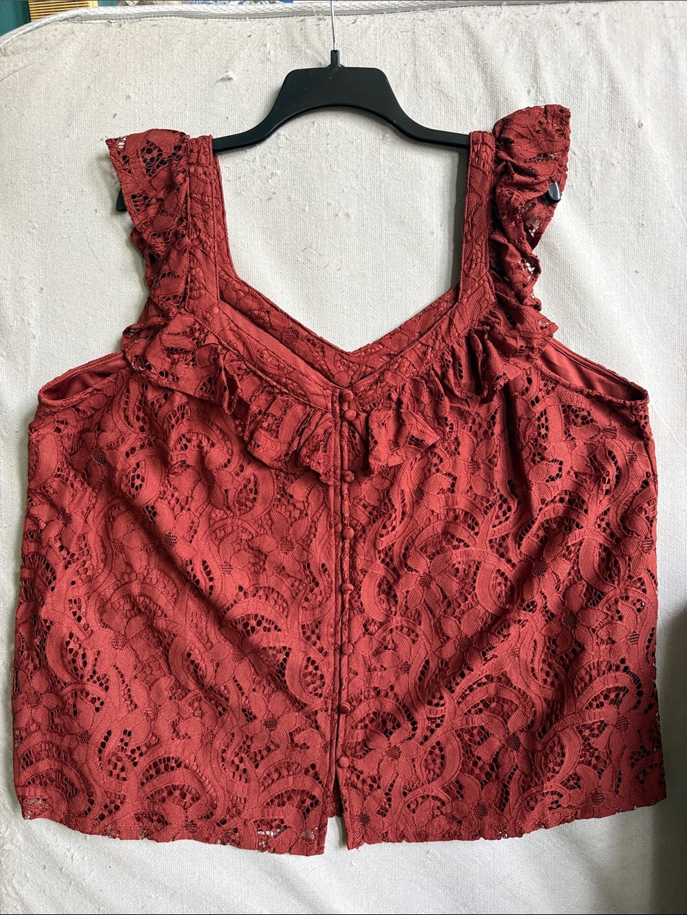 torrid Brick Red Lace Ruffle Camisole